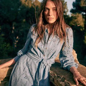 Sezane Bella Maxi Dress in Dusty Blue, Like New